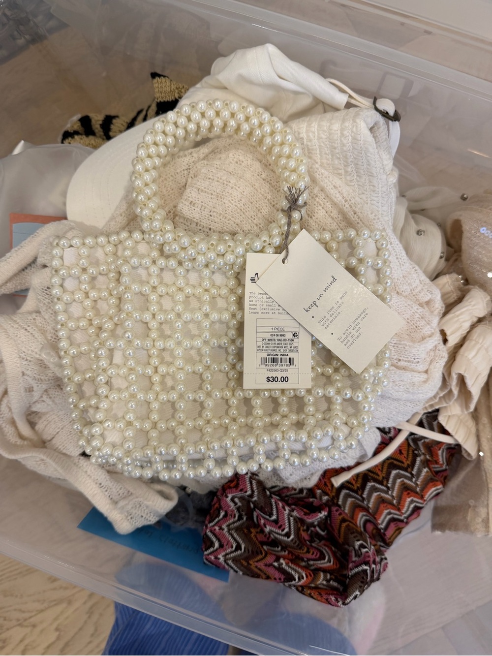 Target Pearl Beaded Handbag - Ivory
